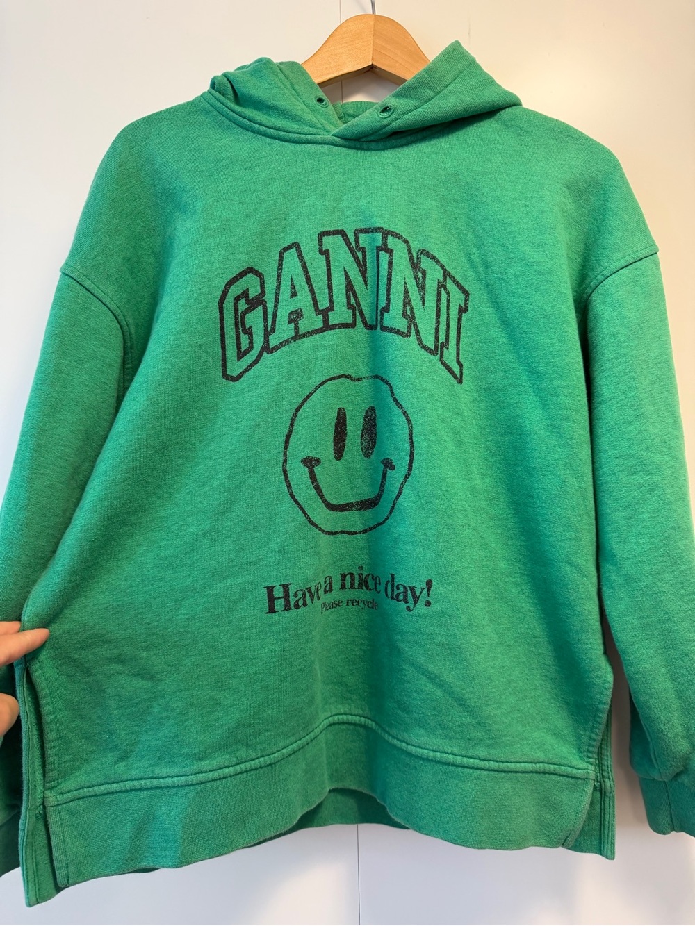 Ganni Emerald Green Logo Hoodie